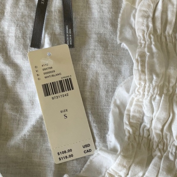 Anthropologie Short-Sleeve Smocked Linen-Blend Blouse S NWT - Picture 8 of 10